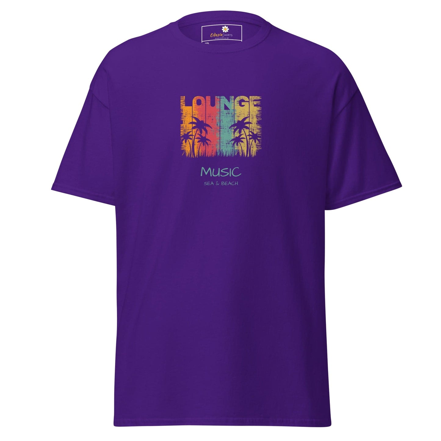 Purple T-shirt with lounge music graphic for Men and Women in 2XL to 5XL sizes