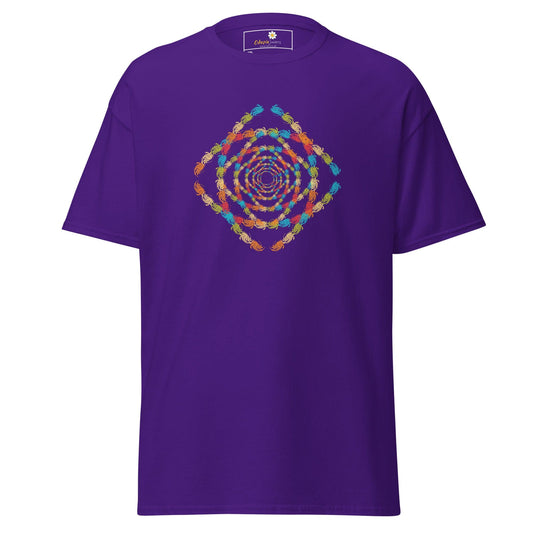 Purple T-shirt with colorful crab pattern for Men and Women in sizes 2XL to 5XL