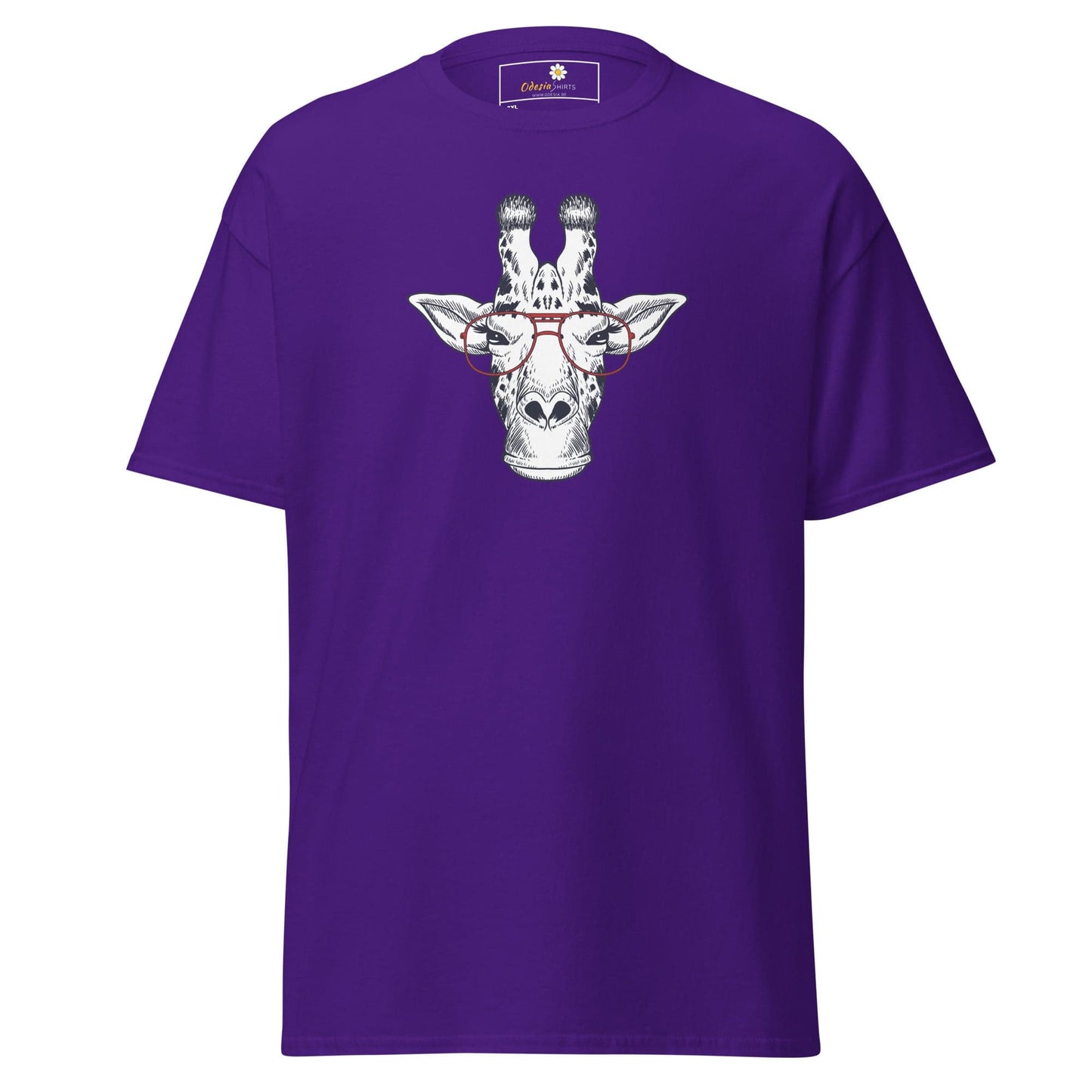 Purple T-shirt with Giraffe graphic for Men and Women, available in 2XL to 5XL sizes