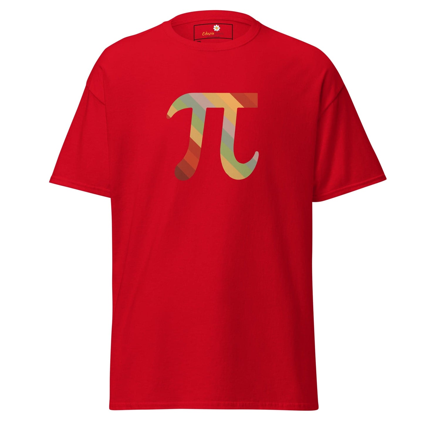 Red T-shirt with Pi symbol for Men and Women in 2XL to 5XL sizes