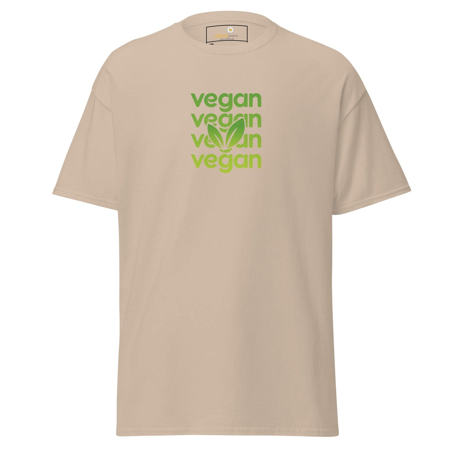 Beige vegan text T-shirt for men and women available in 2XL to 5XL sizes