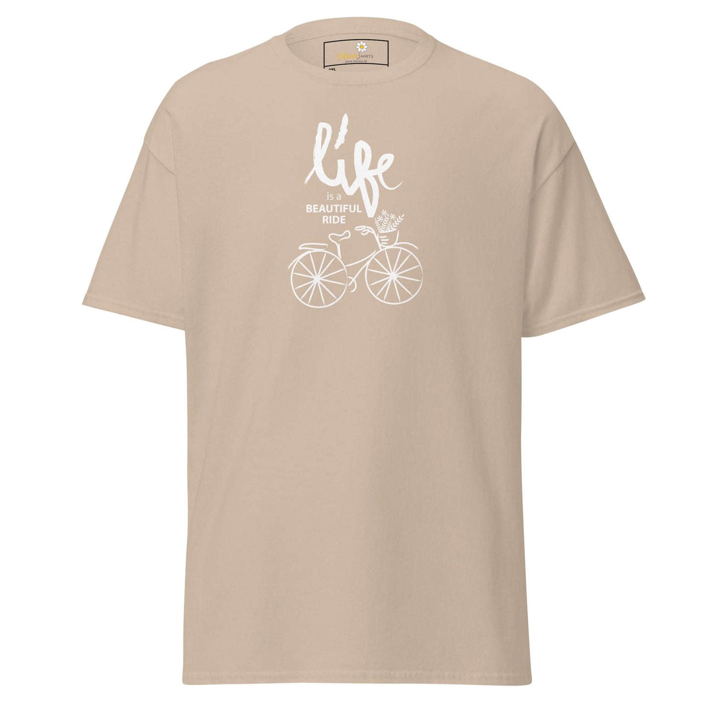 Beige T-Shirt with Bicycle Graphic for Men and Women in 2XL to 5XL sizes
