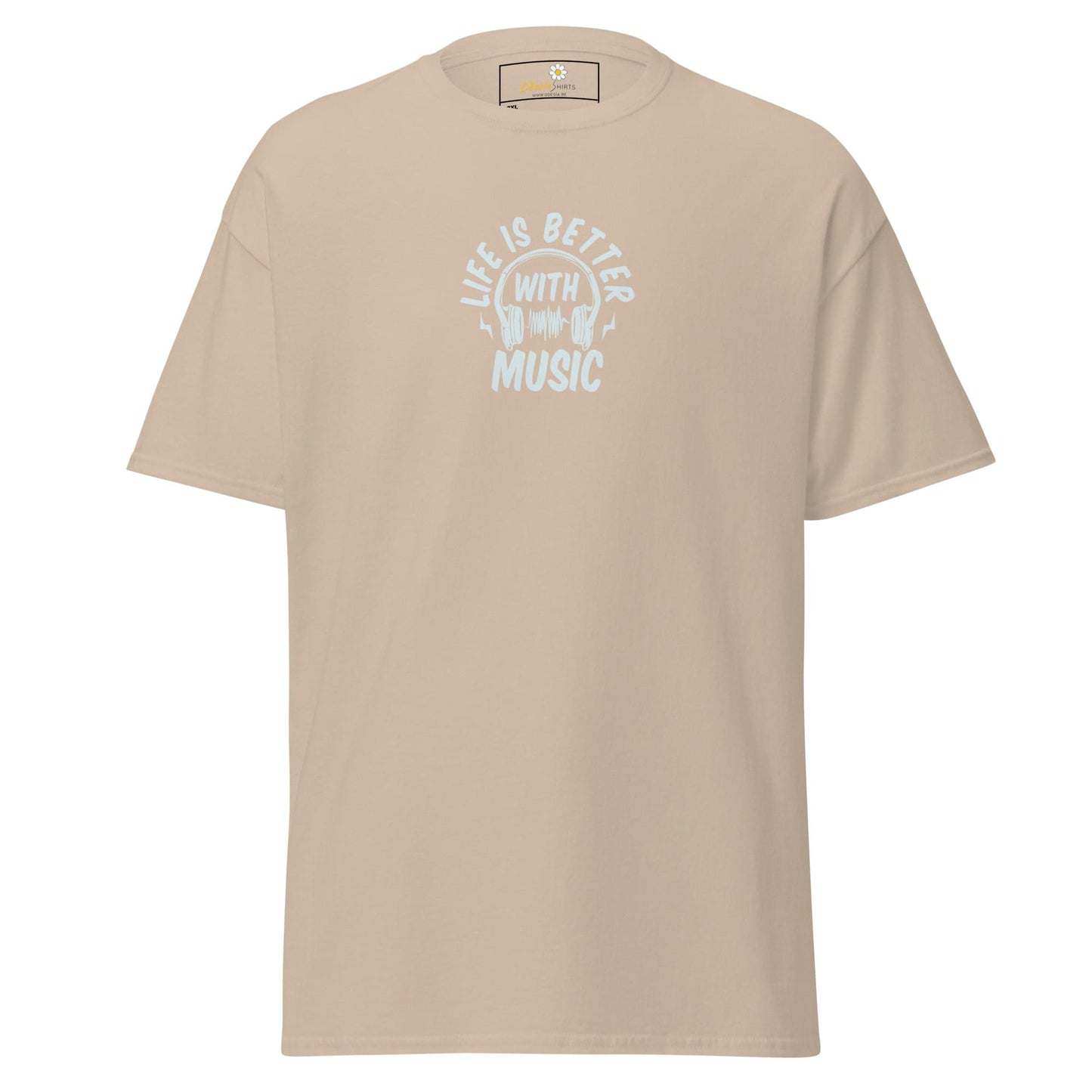 Beige T-shirt with music graphic for Men and Women in size 2XL to 5XL