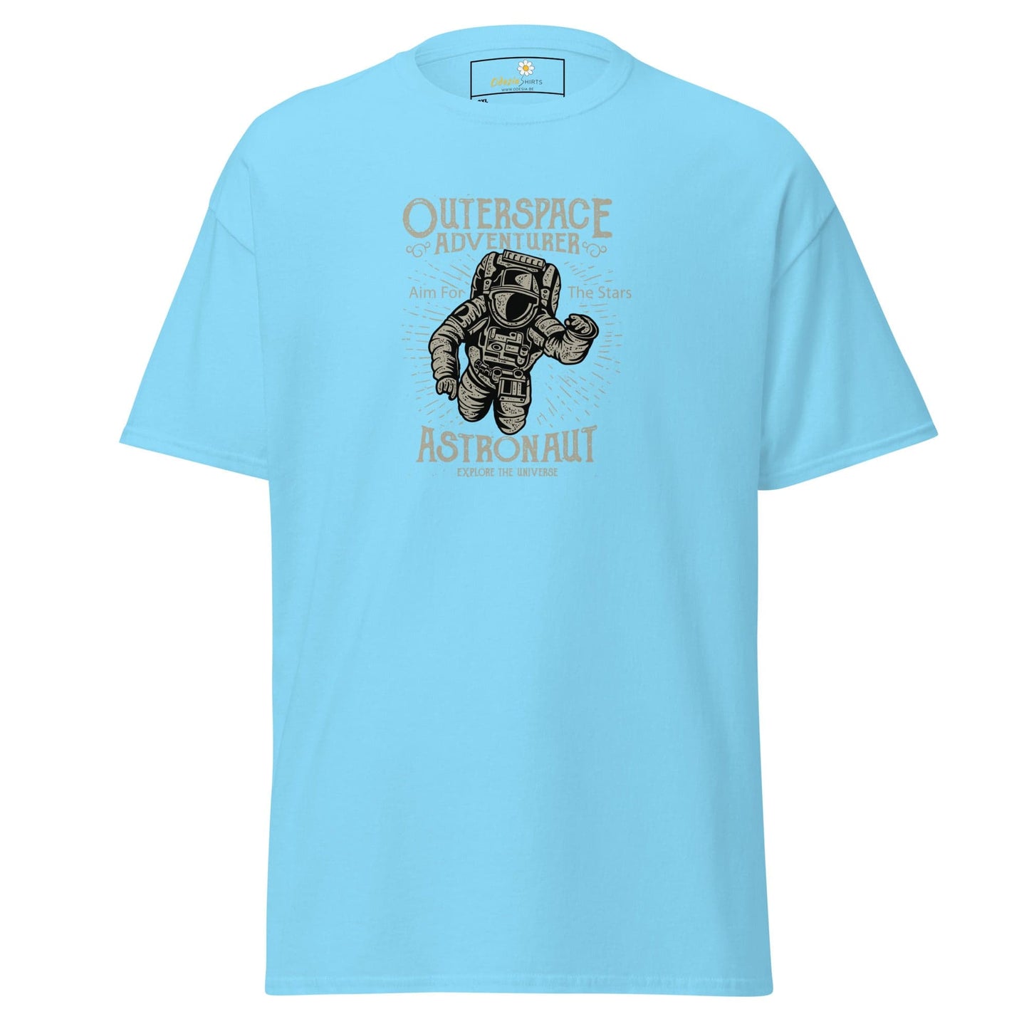 Light blue t-shirt with astronaut graphic.
