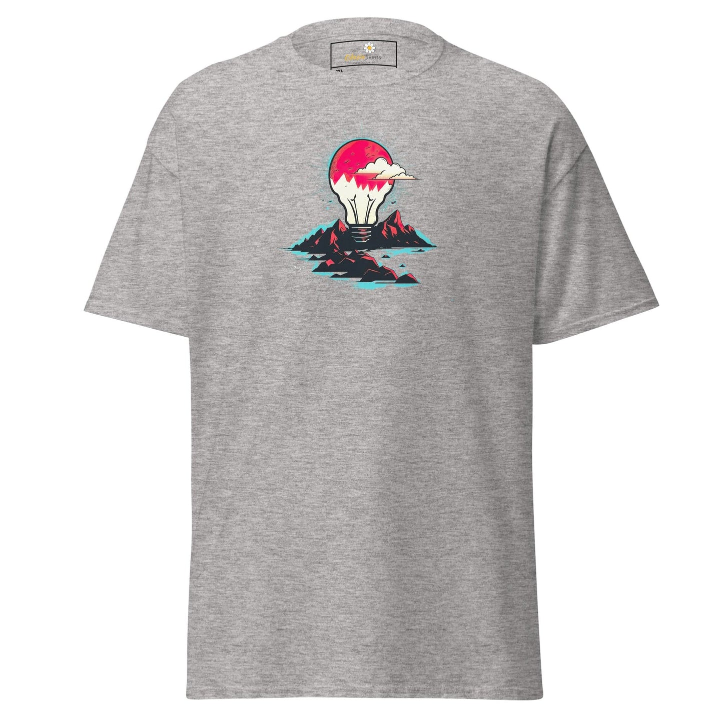 Gray T-shirt with lightbulb design from T-SHIRT DESIGN TEE for Men and Women in 2XL-5XL