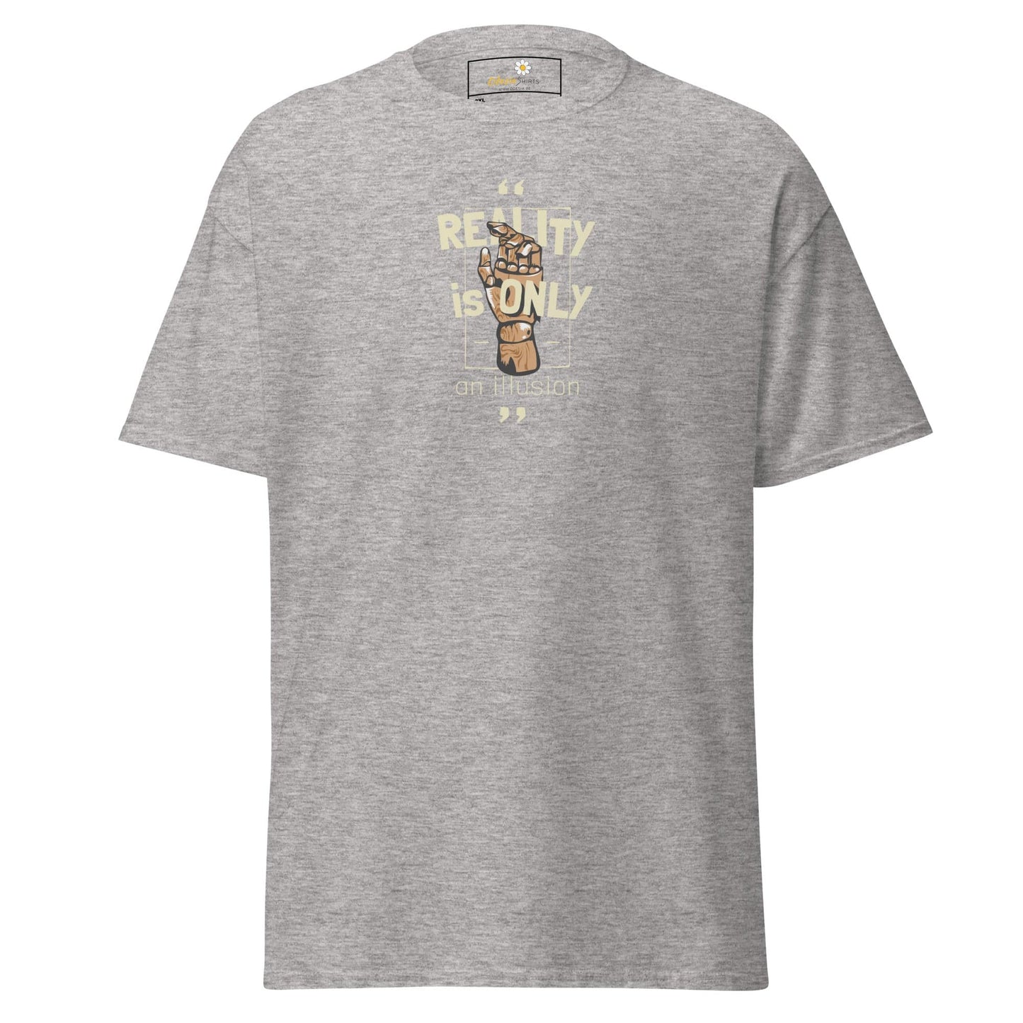 Gray T-shirt with hand graphic from T-Shirt Design Tee for Men and Women in 2XL to 5XL