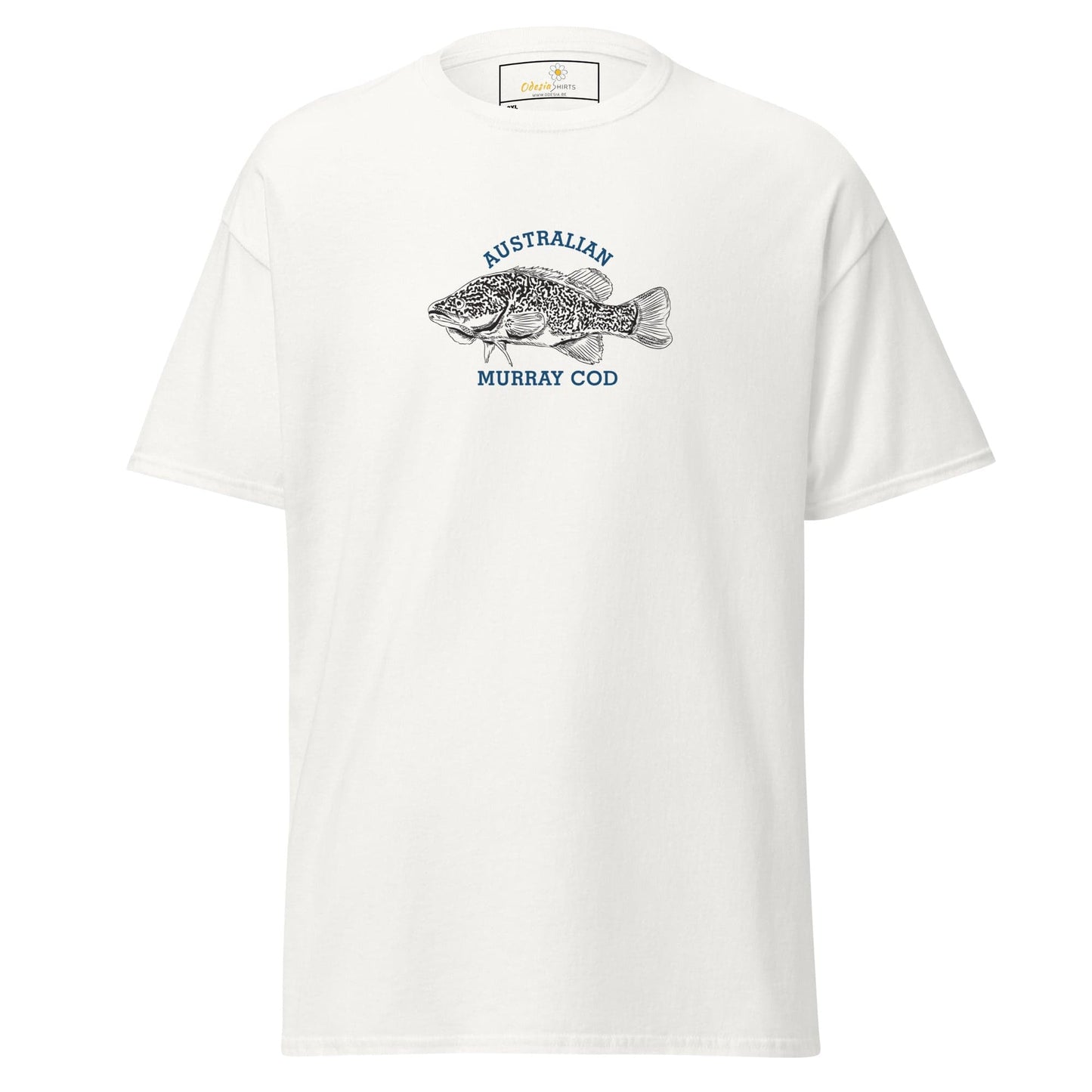 White T-shirt with fish graphic from T-SHIRT DESIGN TEE for men and women in 2XL to 5XL